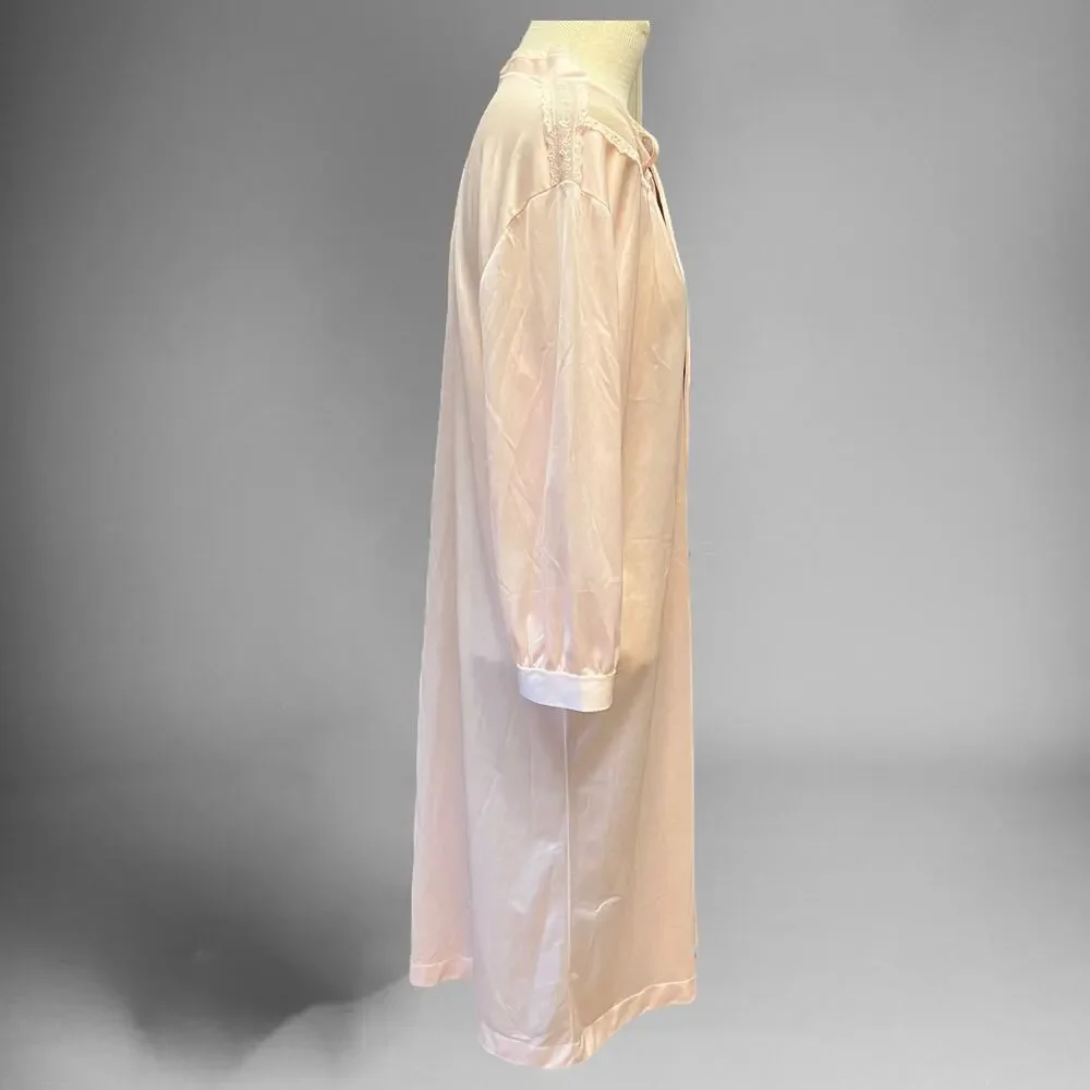 Silky Lace Rose Granny Button Down Sheer Nightgown